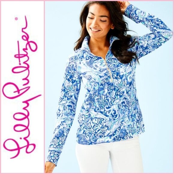 Lilly Pulitzer UPF50+ Skipper popover in Royal Purple 60 Animals size Large NWOT